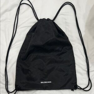 Balenciaga Black Nylon Drawstring Backpack